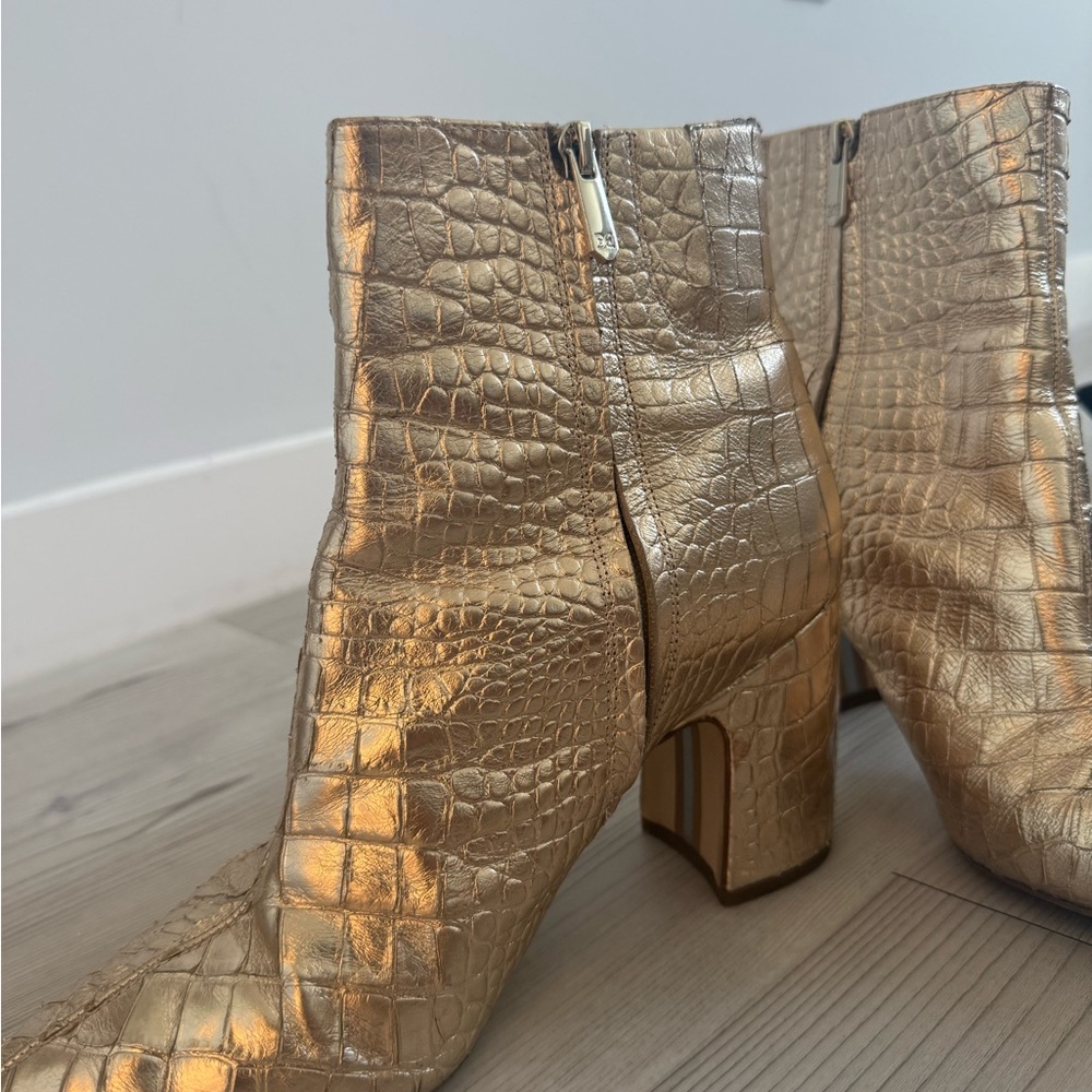 Sam Edelman Metallic Gold Ankle Booties - Picture 2 of 5